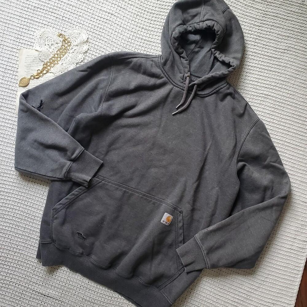 Mens Carhartt grey distressed original fit hoodie
